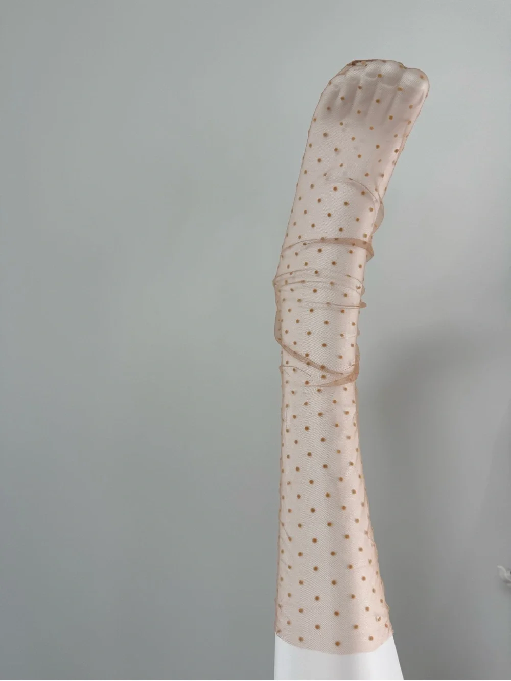 Sheer Beige Polka Dot Dress Socks